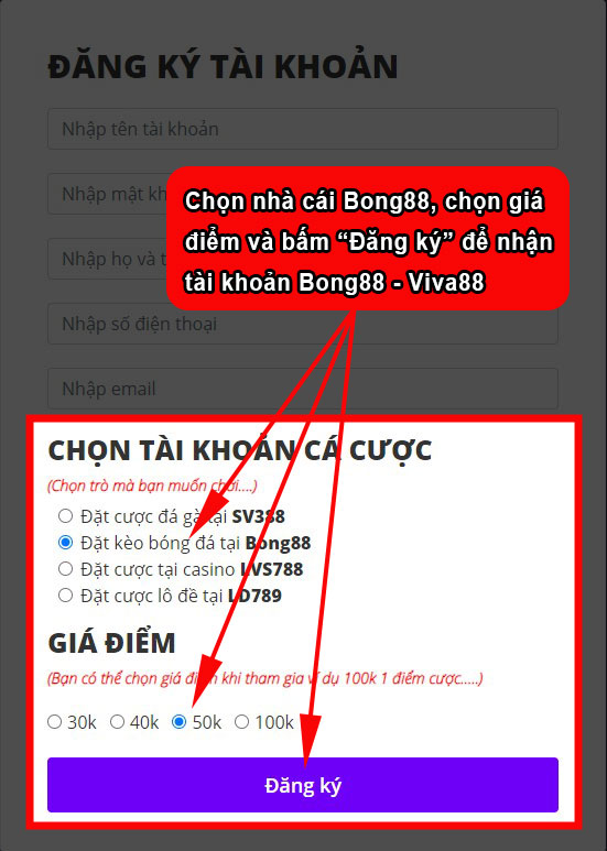 Chọn nhà cái Bong88